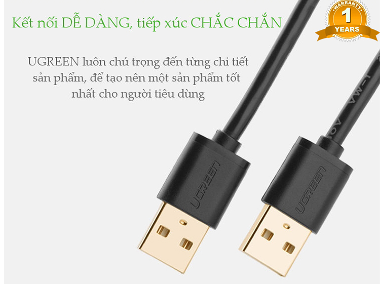 Cáp USB 2.0 hai đầu đực 0,5m UGREEN 10308