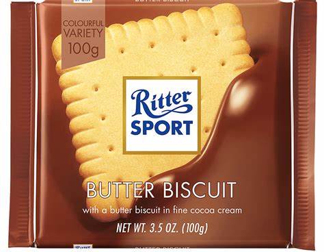 Socola Hạt Phỉ, Coconut, Butter Biscuit , Marzipan, Peppermint, Whole Hazelnuts Ritter Sport 100g