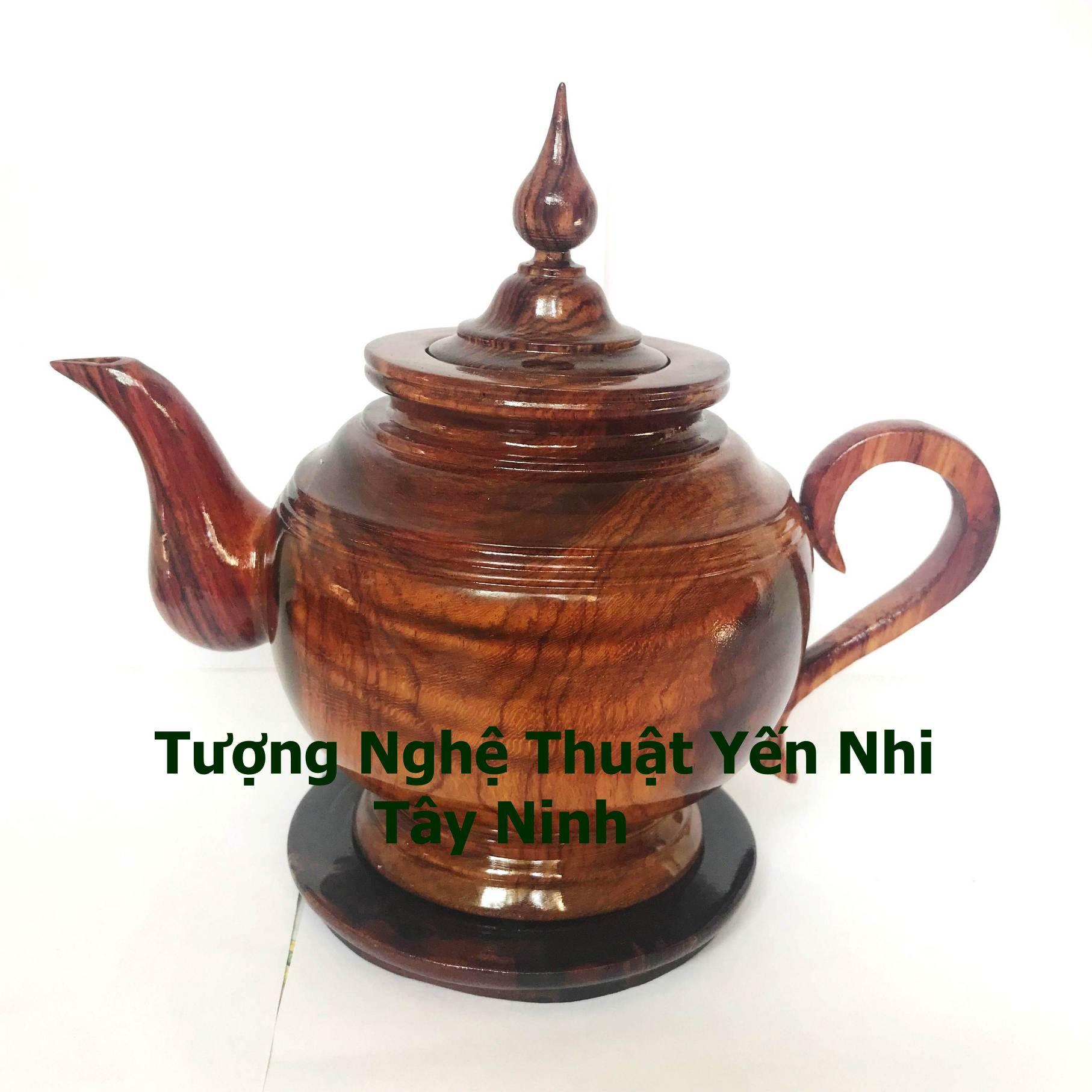 Bộ ấm chén trà gỗ Cẩm cao cấp có dĩa (1 ấm+ 6 chén + dĩa)