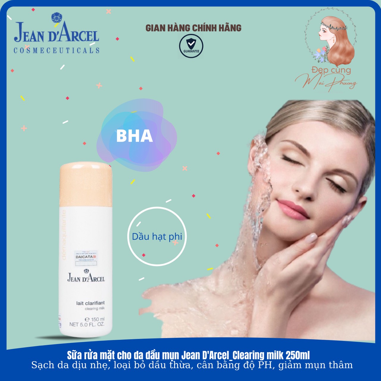SỮA RỬA MẶT CHO DA DẦU MỤN JEAN D'ARCEL CLEARING MILK