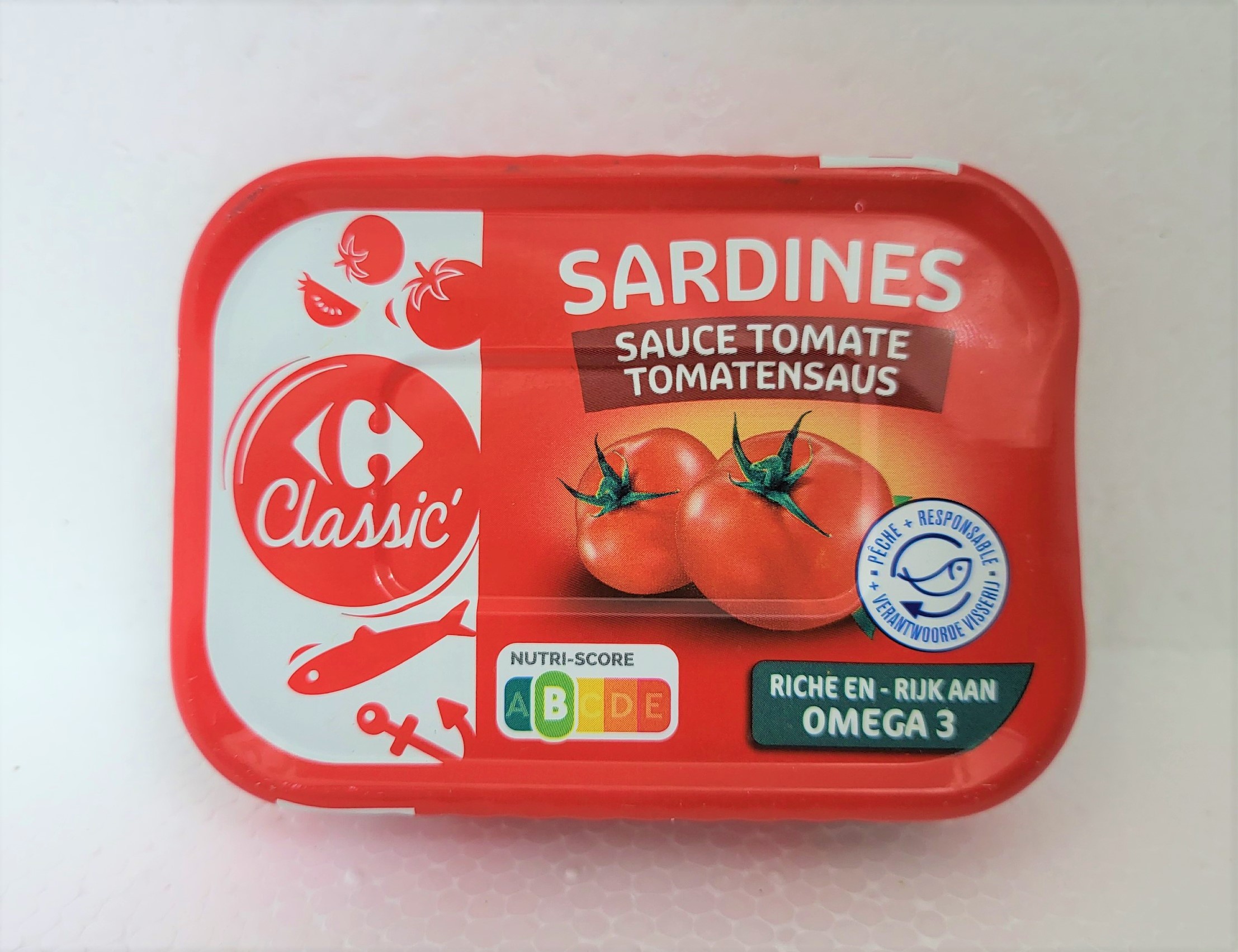[Hộp 135g – ĐỎ] CÁ MÒI XỐT CÀ CHUA Classic [Morocco] CARREFOUR Sardines In Tomato Sauce (atp)
