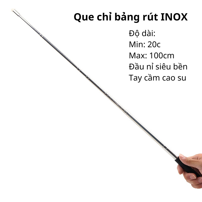Que Rút Chỉ Bảng Inox Dạy Học Dài 1m