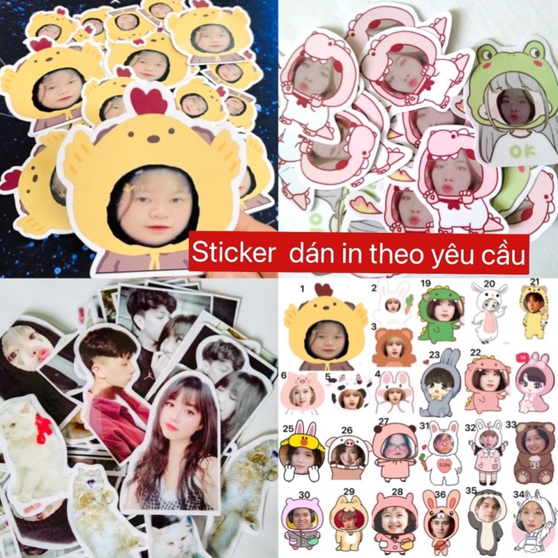 Sticker/ hình dán in ghép mặt theo yêu cầu 15 ảnh / ảnh Sticker ghép mặt đặt in
