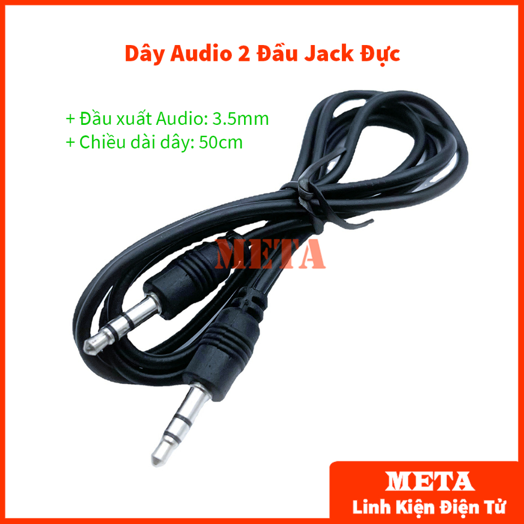 Dây audio 2 đầu jack đực 3.5mm dài 50cm