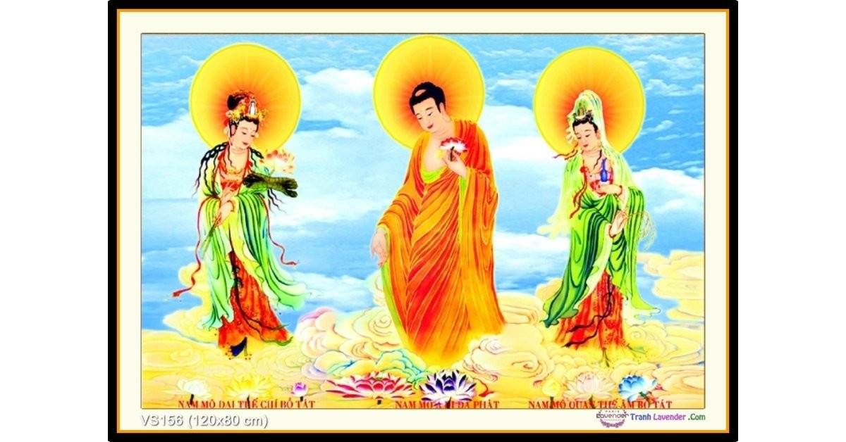 Tranh đính đá tam thế phật - kt:120x80cm _vs156-chưa đính đá
