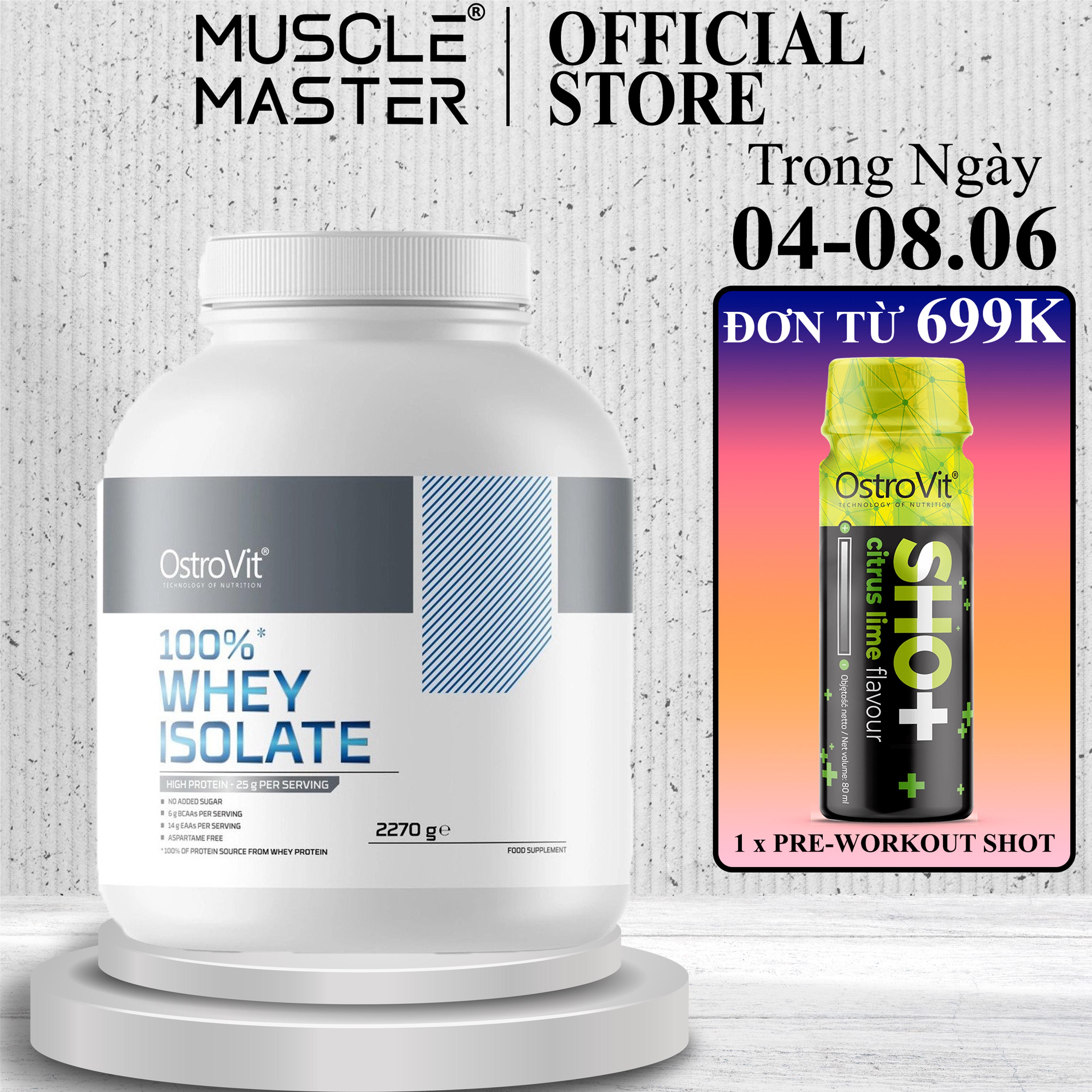 [TẶNG BÌNH] Thực Phẩm Bổ Sung Protein Phát Triển Cơ Ostrovit Whey Protein Isolate 700g