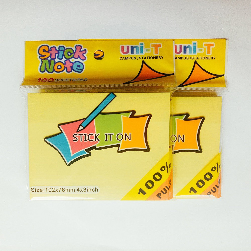 2 xấp Giấy note vàng UNI-T cỡ 4x3 inch(10,5x7,6cm)
