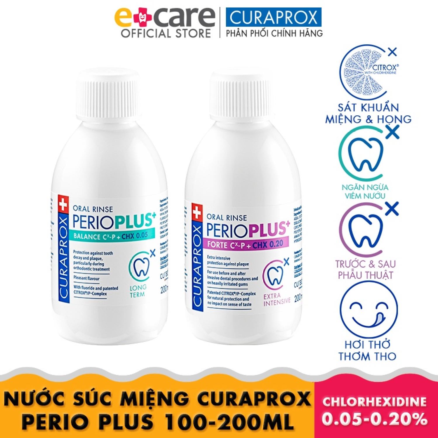 [VIÊM LỢI-VIÊM NƯỚU, NHA CHU] Nước súc miệng sát khuẩn Curaprox Perio Plus 10ml 200ml