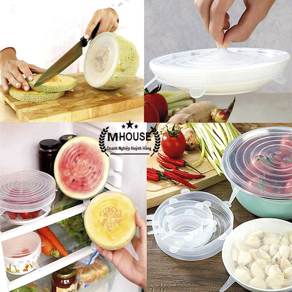 Combo 6 Pieces Silicone Elastic Cup Cover, Fresh Food keeping, Packaging Sealing Cover Multi-function Silicone Bowl Cover