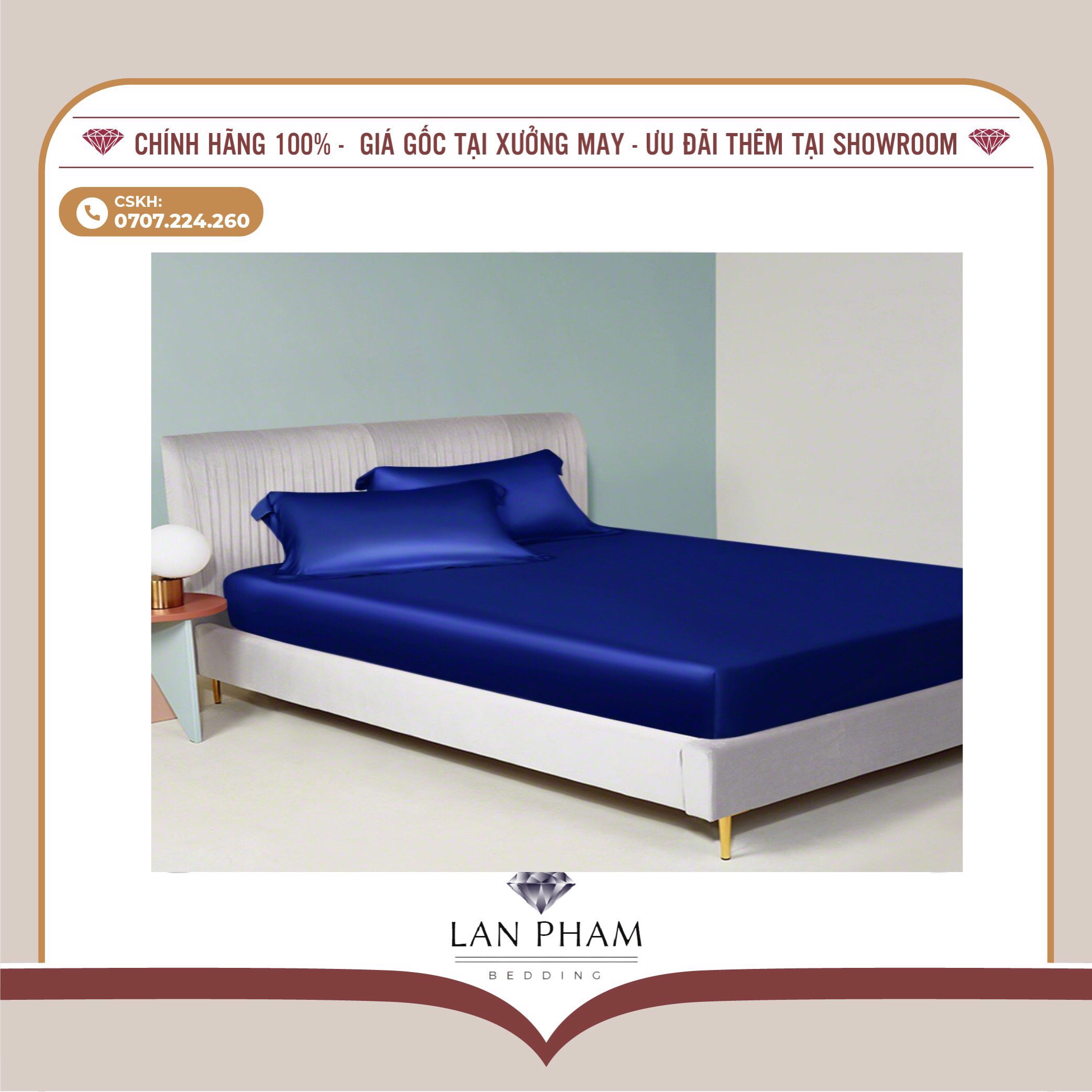 GA - DRAP GIƯỜNG LẺ PHI LỤA XANH BIỂN LAN BEDDING