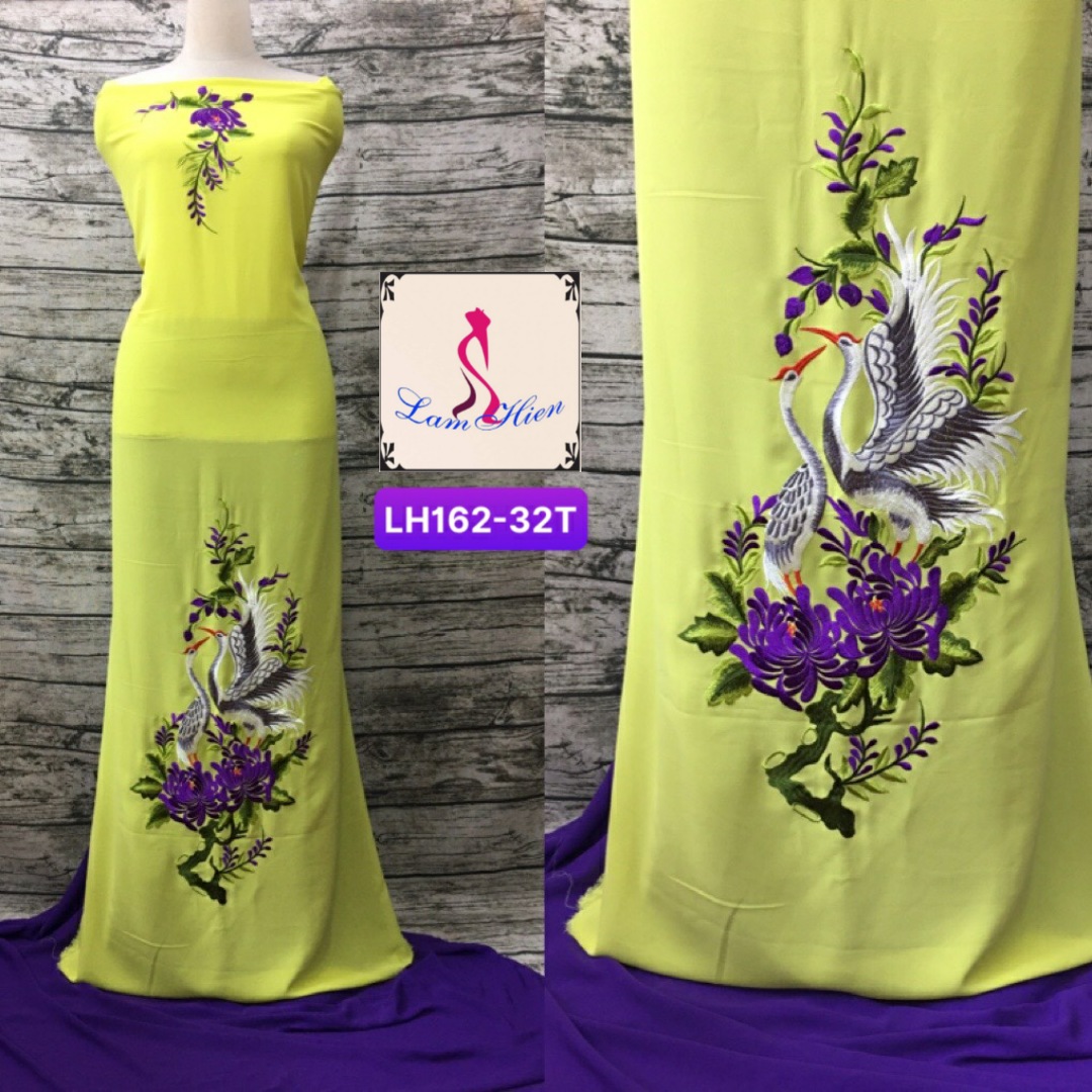 Lâm Hiền-vải áo dài thêu LH162