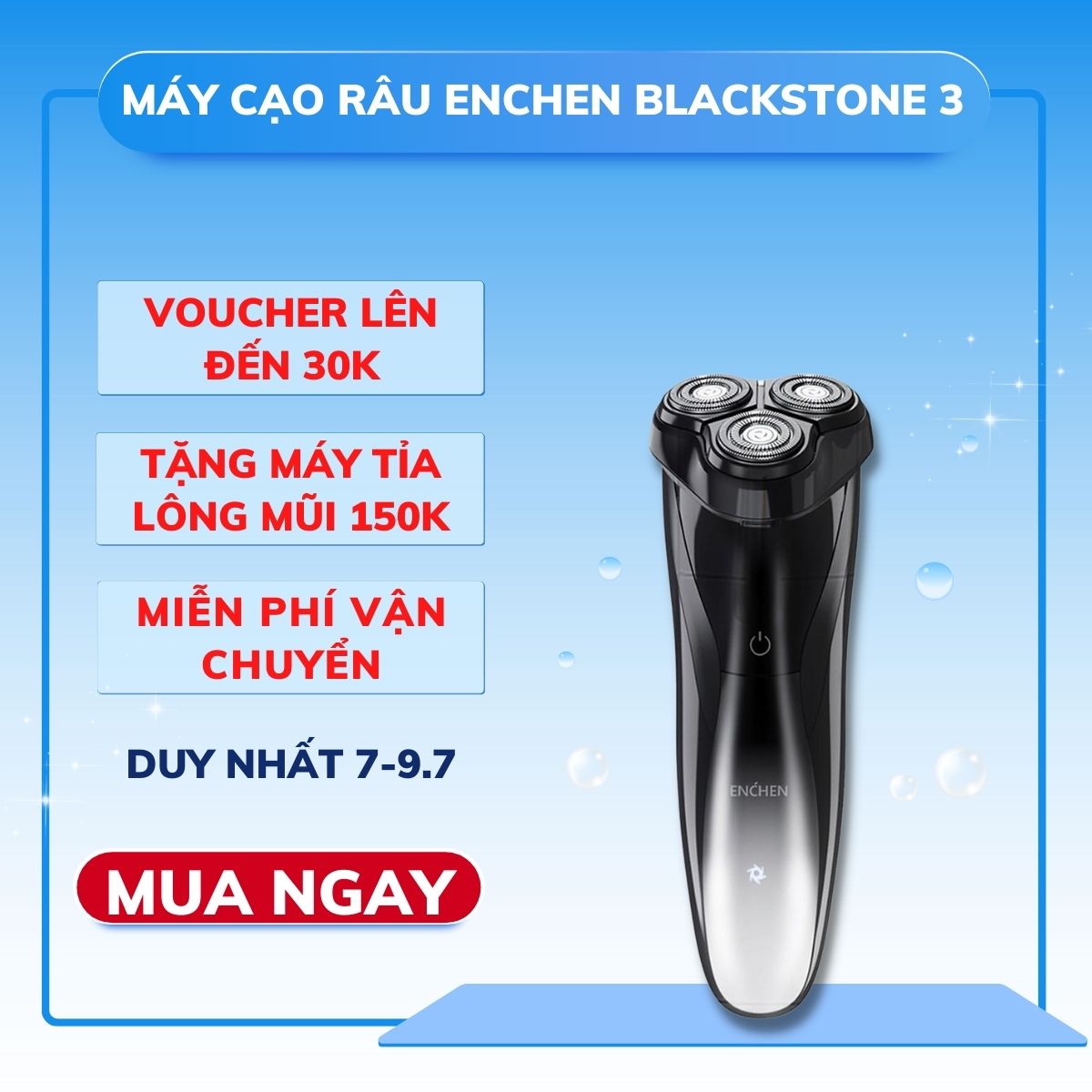 Máy Cạo Râu nam chính hãng Enchen BlackStone 3 chống nước IPX7, máy cạo râu nam, máy cạo râu điện, dao cạo râu điện, có thể rửa nước | Pin bền