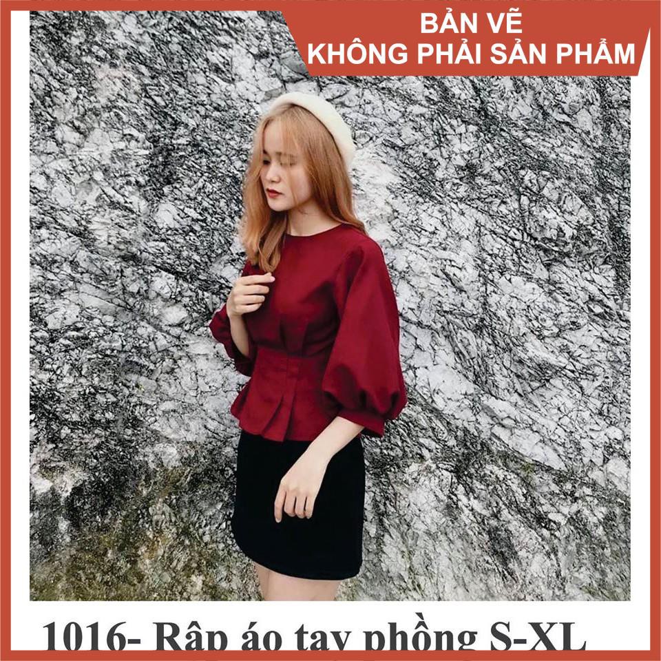 Rập giấy mã 1016 - Rập áo tay phồng xếp ly eo