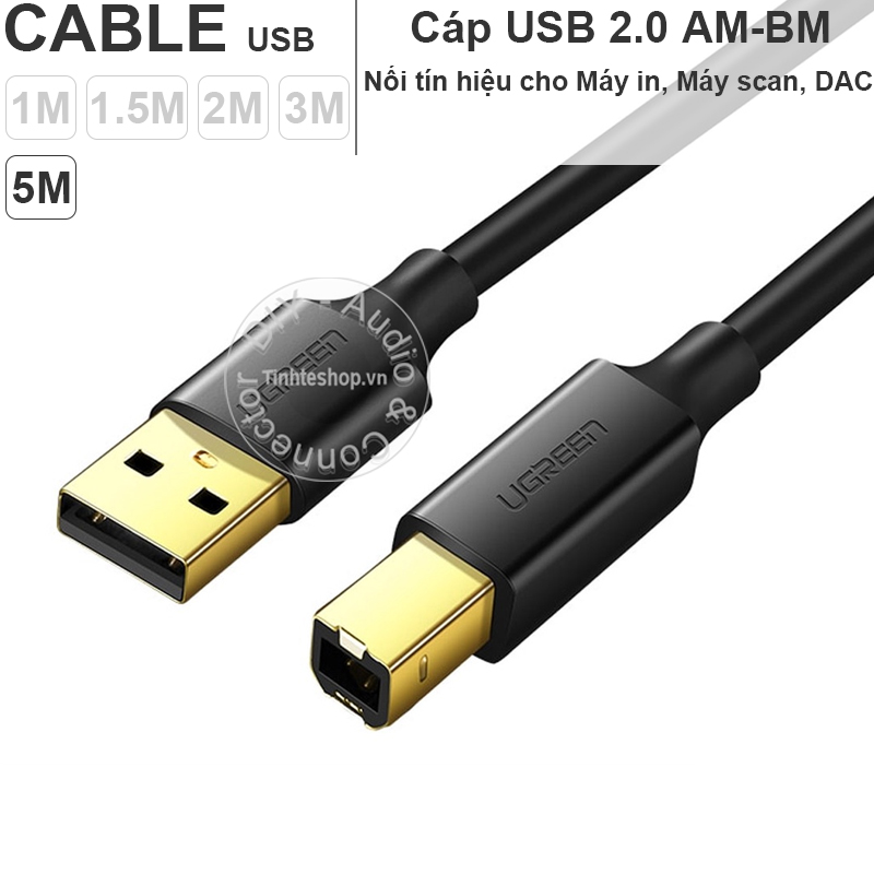 USB AM-BM cable 24K-gold for Printer, Scan, Photocopy.v.v. 1M to 5M UGREEN US135