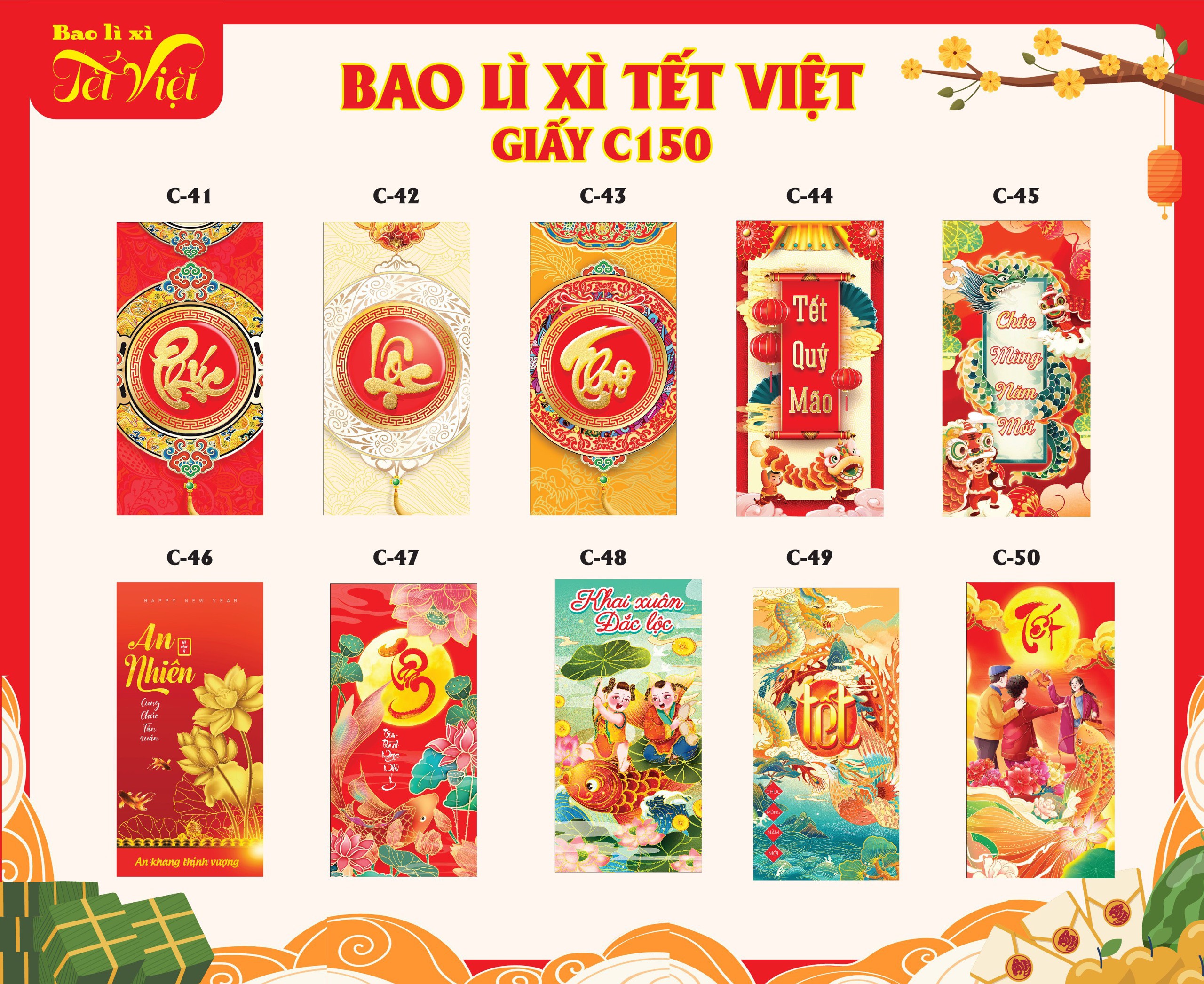 Combo 100 Bao Lì Xì Tết 2023 Mix 20 Mẫu (giao mẫu ngẫu nhiên)