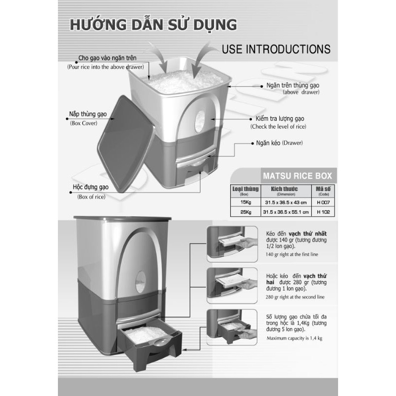 Thùng Đựng Gạo Duy Tân15Kg/25Kg