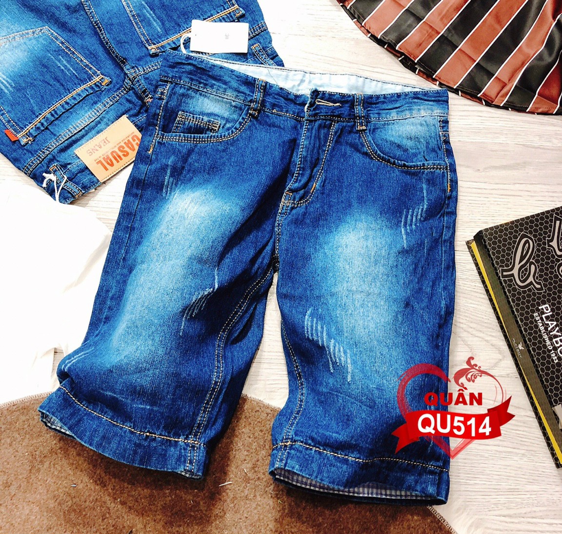 Quần short jean nam chất bò ngắn cao cấp
