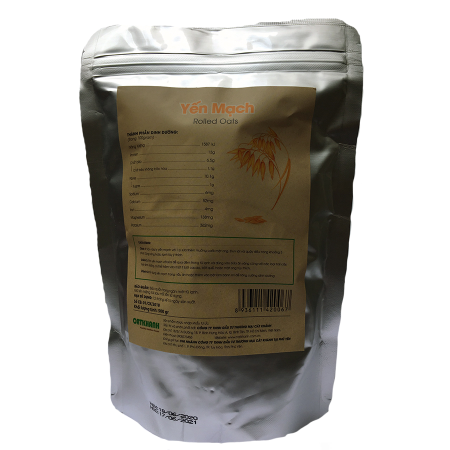 [HCM]Yến mạch Organic Cát Khánh 500gr