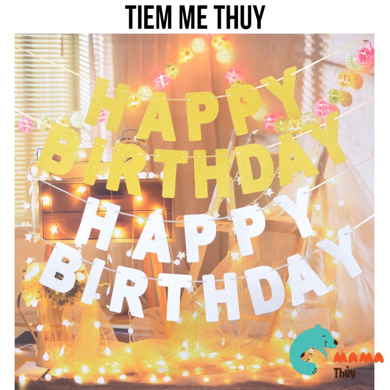 Dây chữ happy birthday kim tuyến