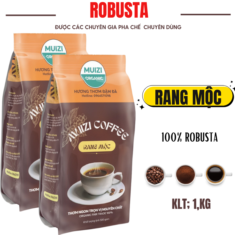 Cà phê hạt nguyên chất, cà phê hạt ROBUSTA 100% Rang Mộc ( 1KG )
