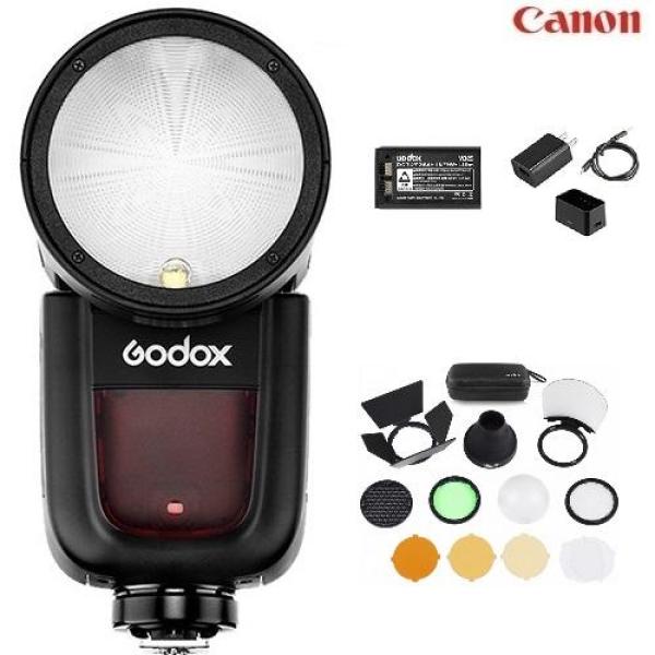 [Trả góp 0%]Đèn Flash Godox V1 cho Canon ( gồm Pin và sạc)  kèm Tản sáng  Godox AK-R1