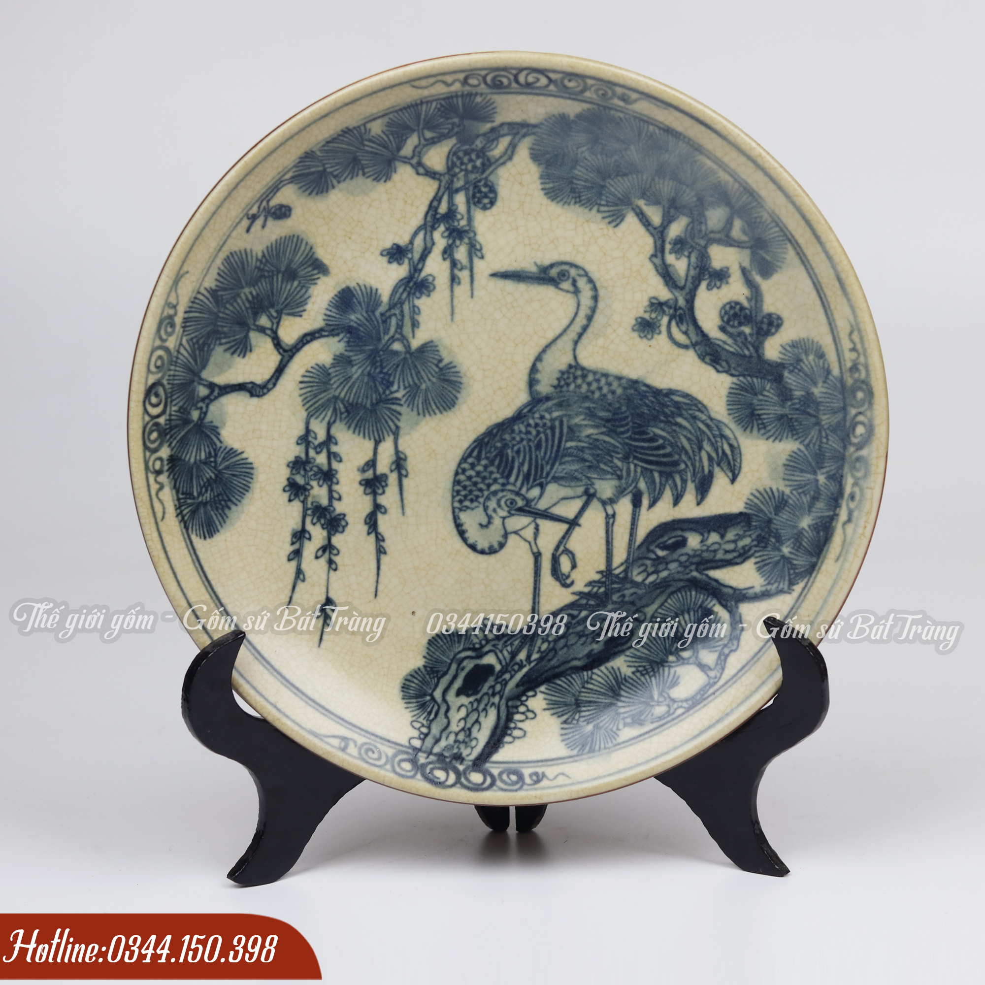 Đĩa cảnh men rạn bát tràng cao cấp φ 30cm