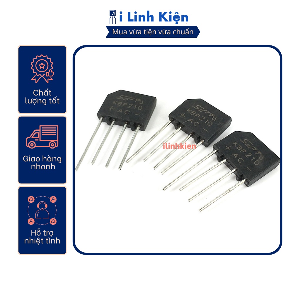 KBP210 Diode cầu 2A 1000V DIP-4