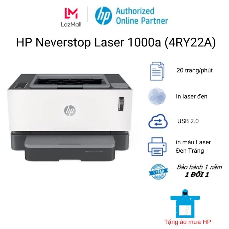 [Trả góp 0%]Máy in HP Neverstop Laser 1000a (4RY22A)