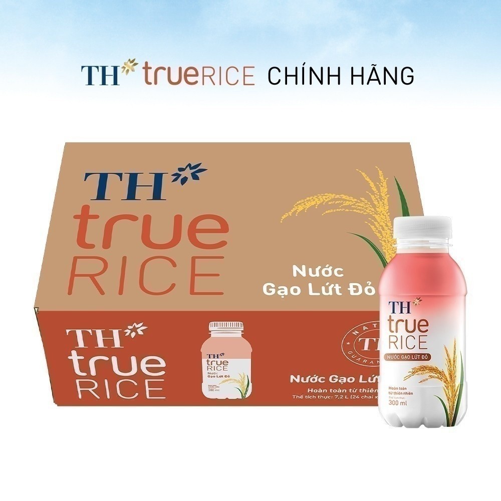 Thùng 24 chai nước gạo lứt đỏ TH True Rice 300ml (300ml x 24)