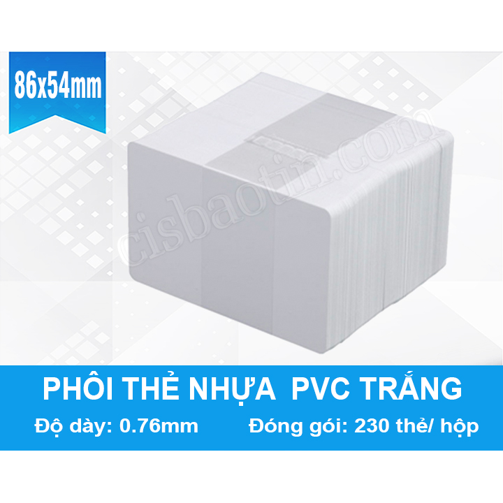 Phôi thẻ nhựa pvc trắng in trực tiếp- 10 thẻ - thẻ nhựa hanaco