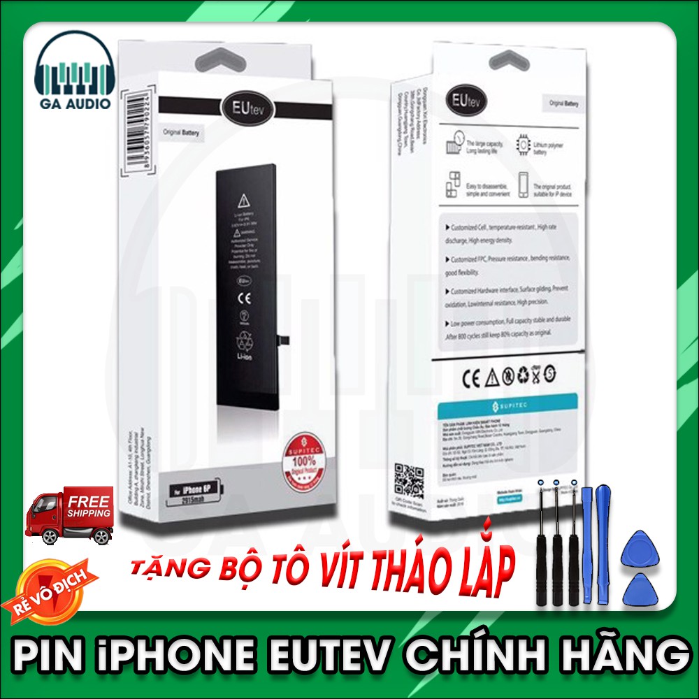 Pin iPhone EUTev chính hãng (xuất khẩu EU),dành cho iphone4,4s,5,5s,6,6s,6plus,6splus,7,7plus,8,8plus,iphone x