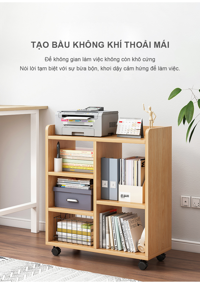 Kệ đa năng lưu trữ đồ có bánh xe, giá sách kệ để đồ tiện lợi - gp173
