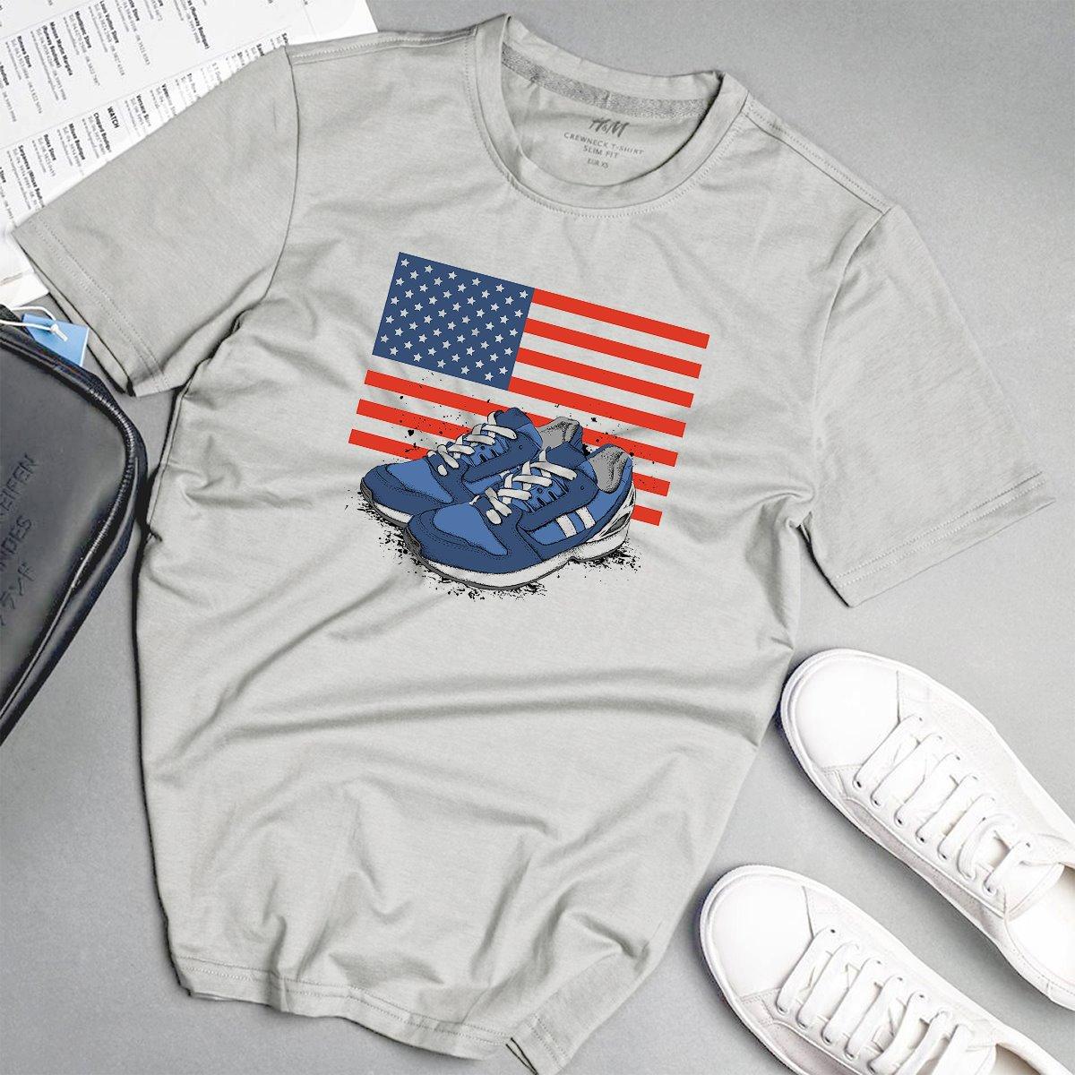 Áo phông nam đẹp cờ mỹ và giày phong cách unisex Hàn Quốc
