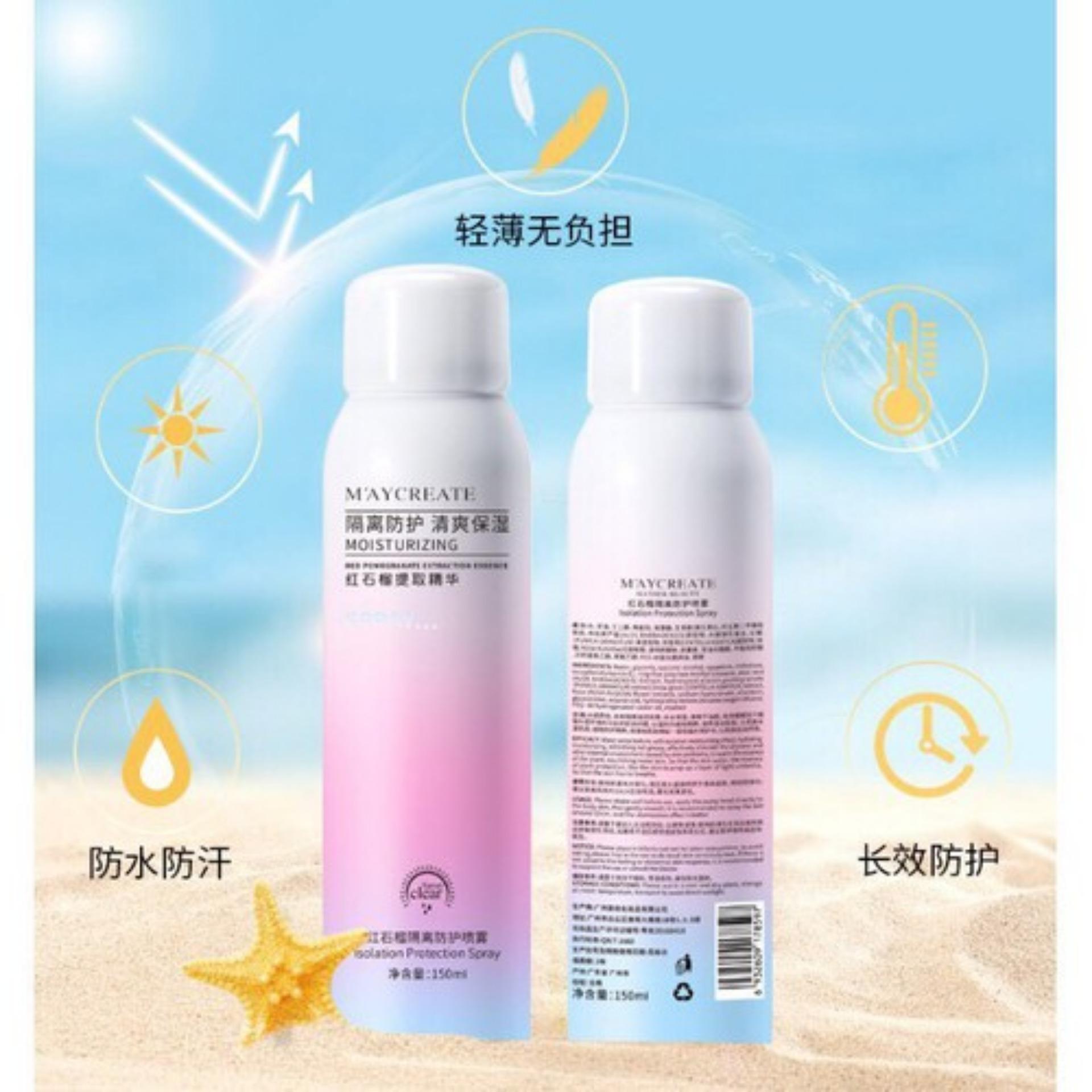 Xịt Chống Nắng Nâng dưỡng trắng da Body Tức Thì Maycreate Moisturizing Spray Hàn Nhập Khẩu 150ml