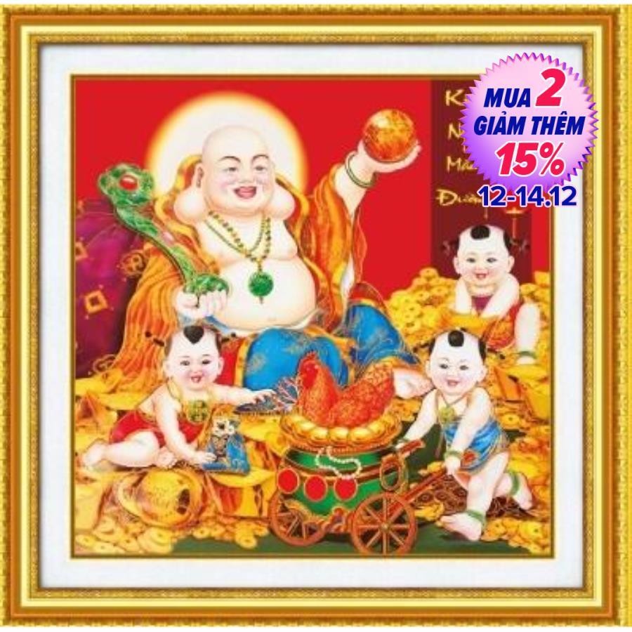 Tranh thêu chữ thập 3D cao cấp Phật Di Lạc 88933 KT52x52cm