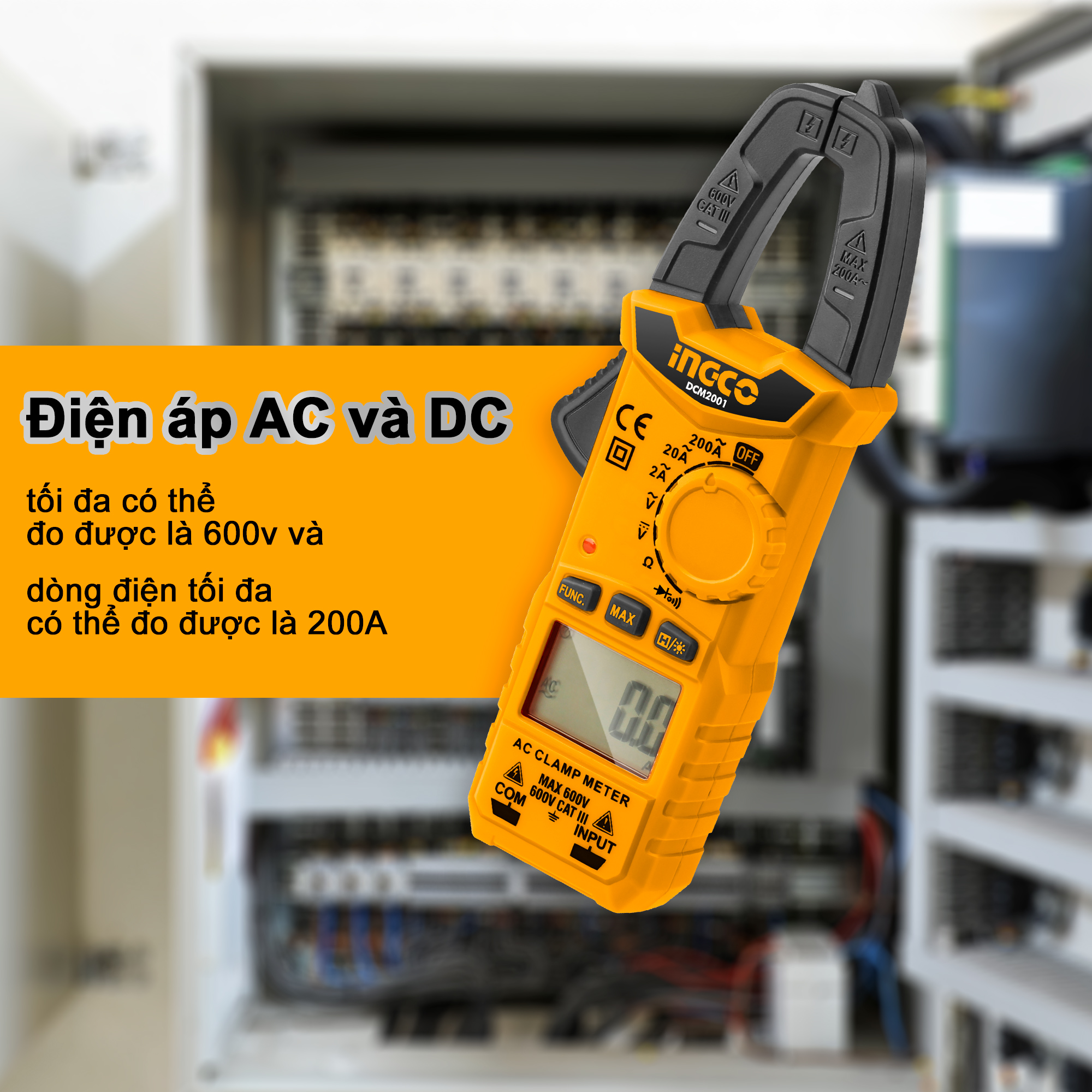 Ampe kìm đo AC kỹ thuật số INGCO DCM2001