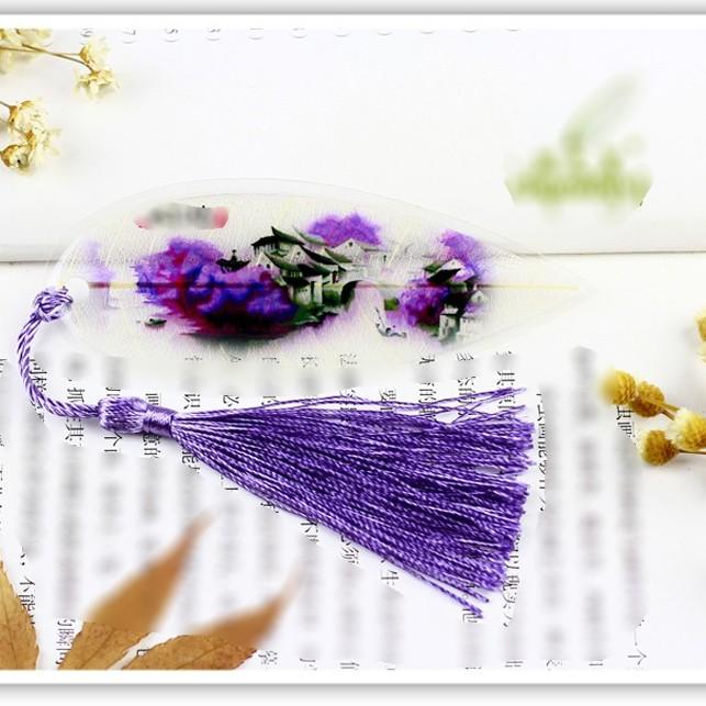 Bookmark gân lá ép mỏng cổ trang dây tuyến kẹp sách đánh dấu trang tiện lợi