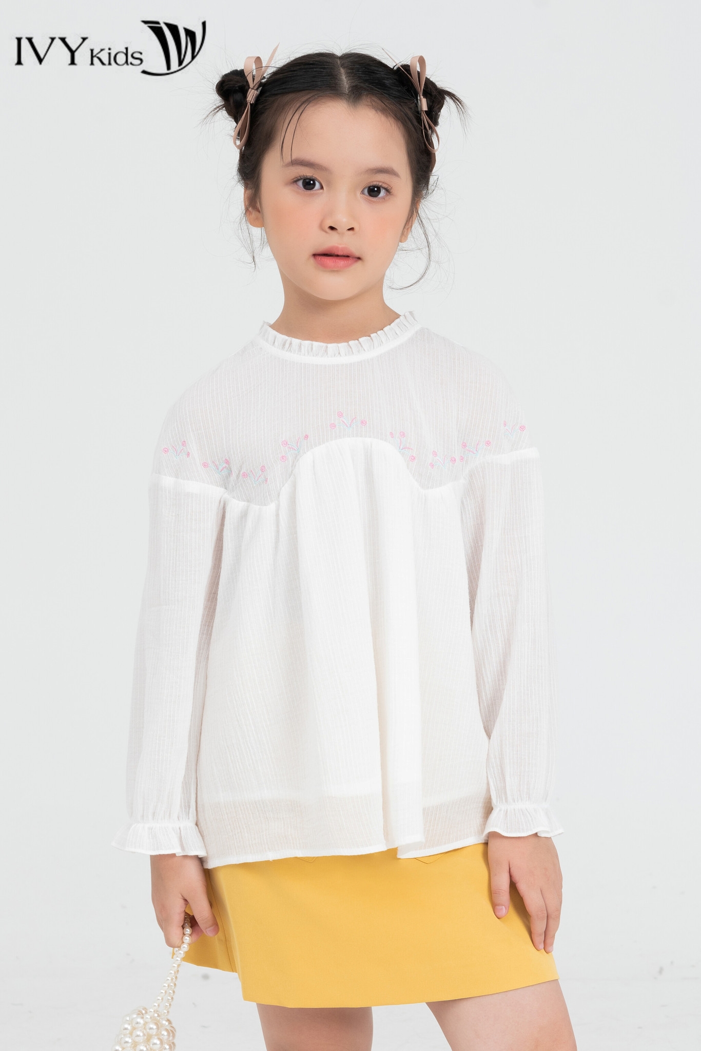Áo dài tay dáng babydoll ivy moda ms 17g1594