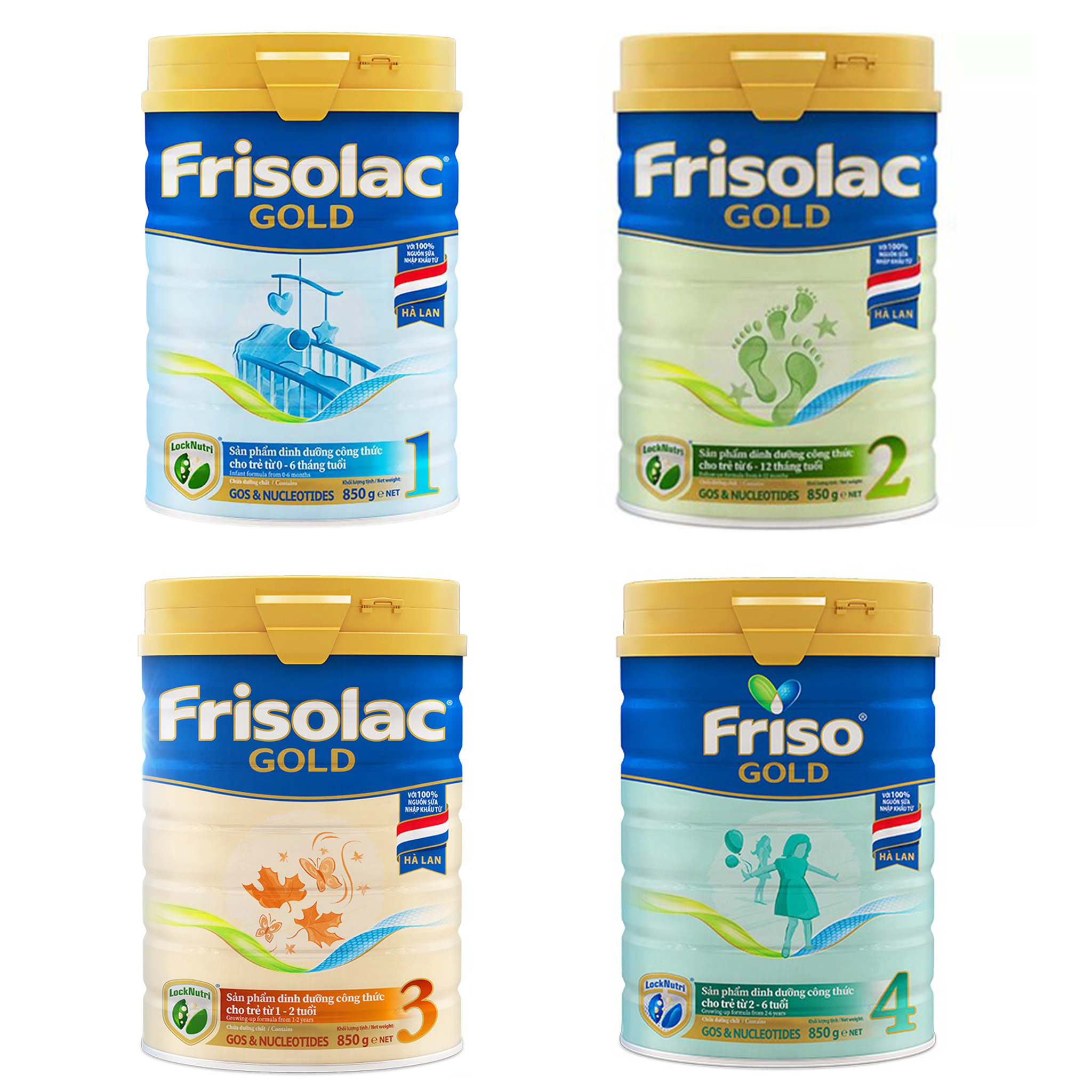 Combo 2 Hộp Sữa Bột Friesland Campina Frisolac Gold 1 2 3 - Friso Gold 4