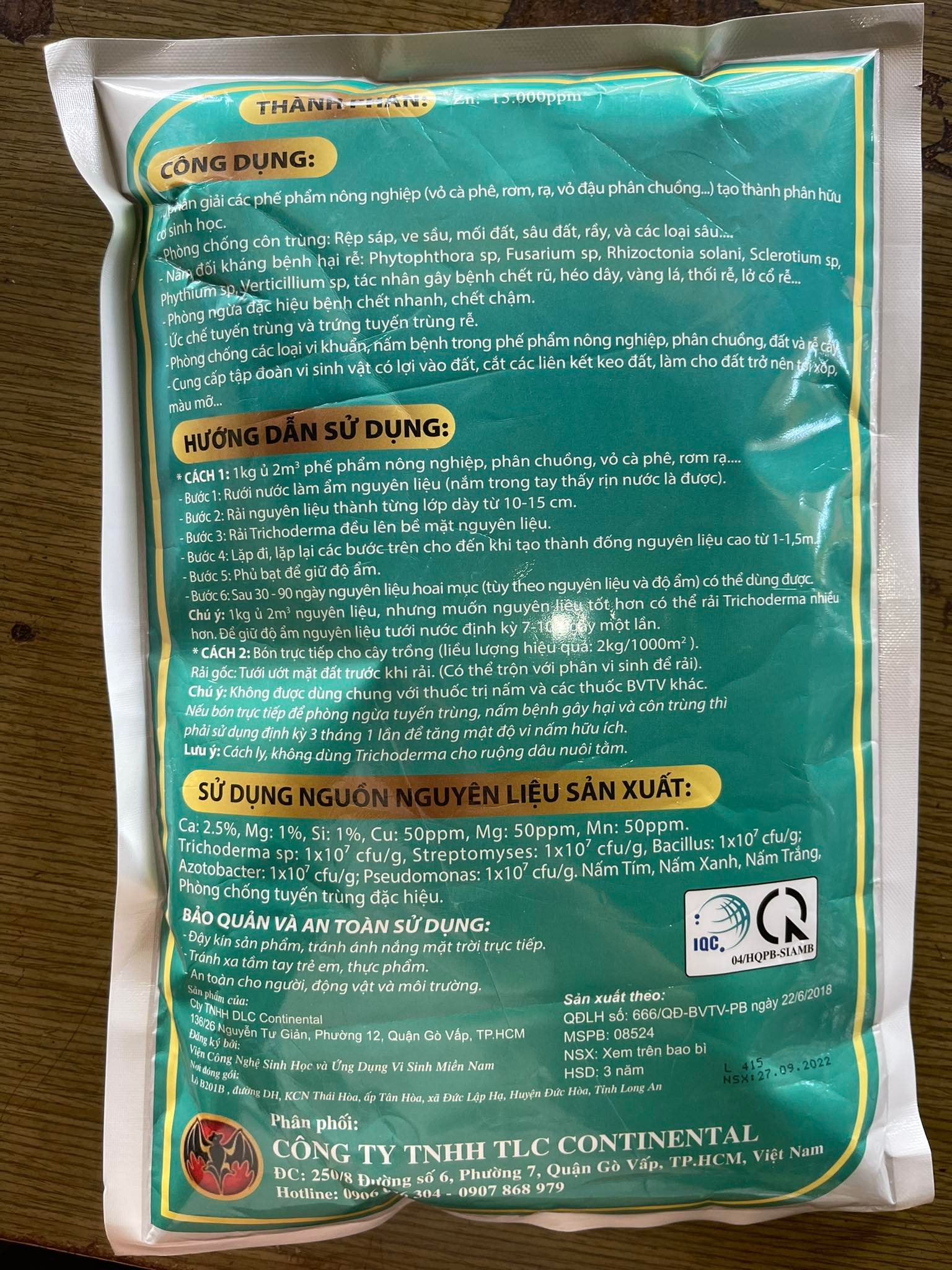 Men Vi Sinh Trichoderma - Tricoderma Ủ Phân, Ủ Rác Thải Và Ủ Đậu Tương Gói 1 Kg