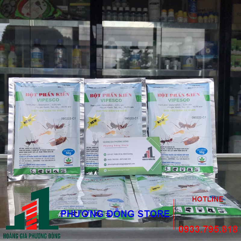 Phấn kiến bột - bột phấn kiến vipesco diệt côn trùng (Gói 50g)