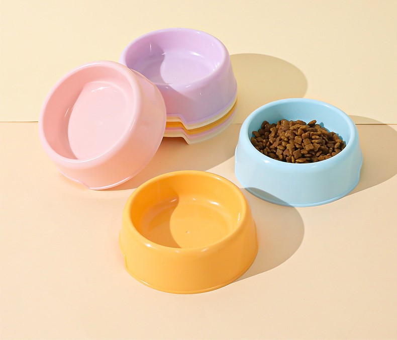 chén tròn nhựa màu basic cho chó mèo - T3 PETS SHOP