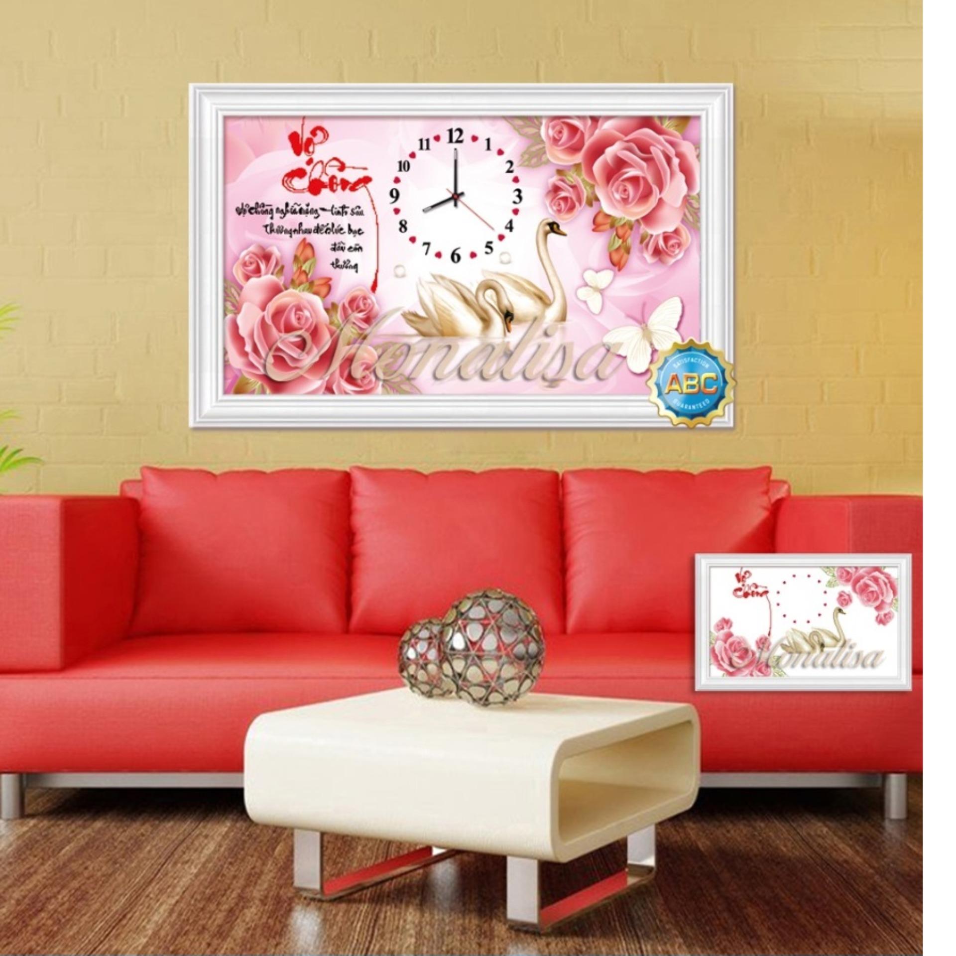 Tranh gắn đá cao cấp đồng hồ y8115-kíchthước: 80x50cm