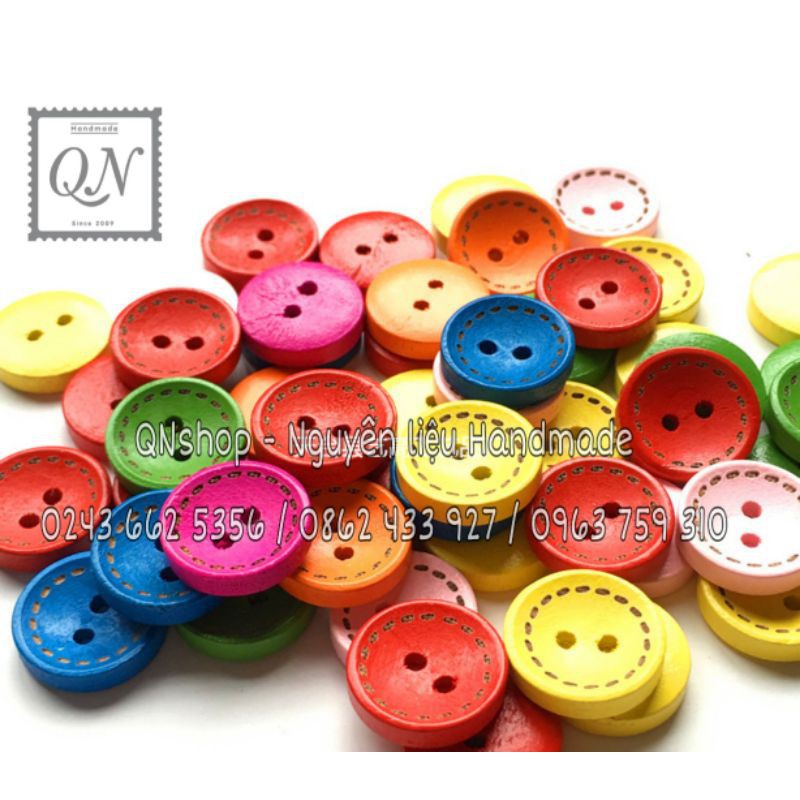 15-20 cúc áo gỗ hình, tim, tròn...