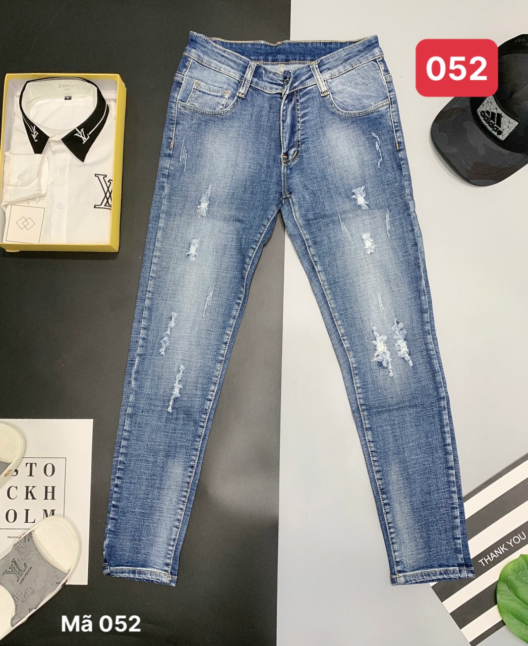 Quần jean nam cao cấp rách kiểu co dãn mẫu mới nhất hàng chuẩn shop QUANG THỜI TRANG