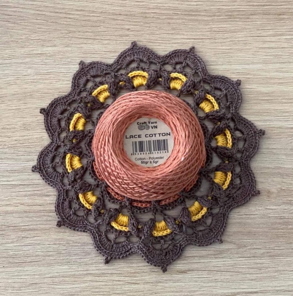 Sợi lace cotton Craft yarn VN móc váy áo mùa hè cực mát, nhiều cotton thấm hút mồ hôi, siêu nhẹ 50g xuất xứ Việt Nam