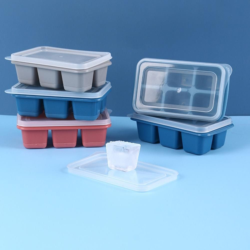 Combo of 4 6-Cell Silicone Ice Trays with Lids