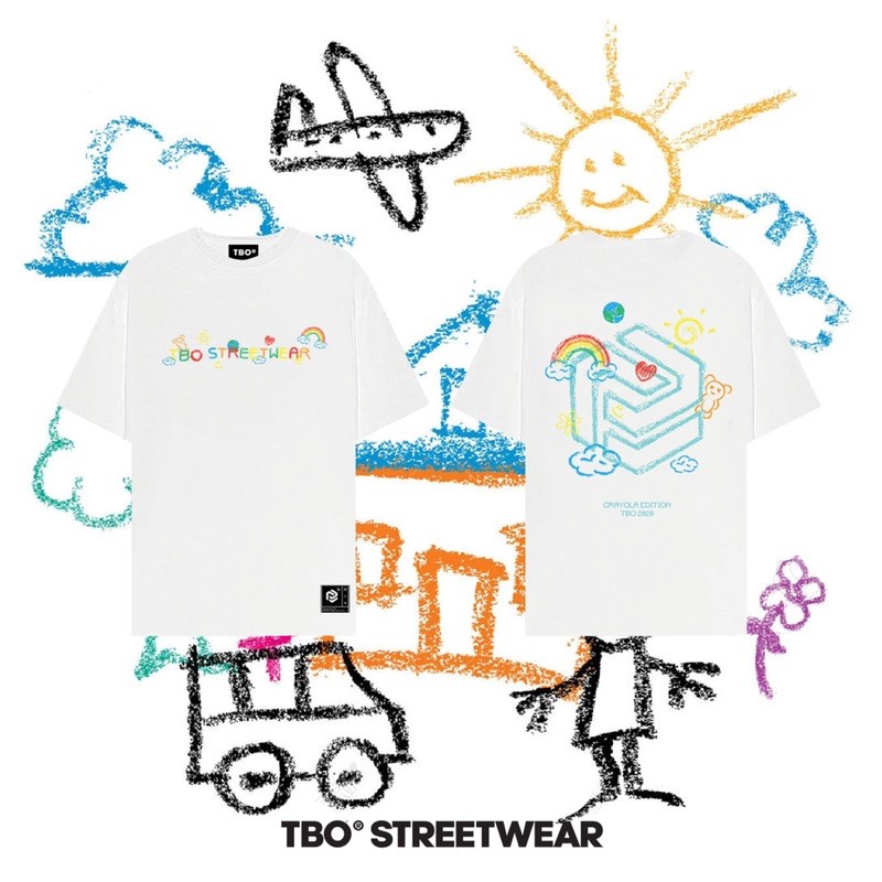 LUCKÁo thun tay lỡ Unisex CRAYON TBO