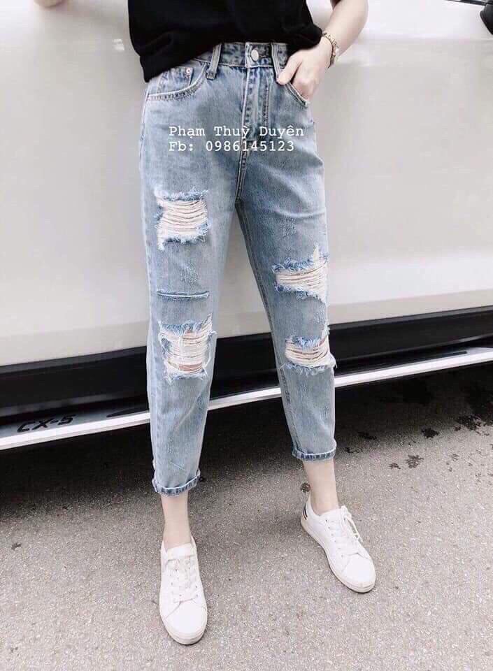 [HCM]( hót ) quần baggy jean nữ chất bò màu xanh rách mẫu mới 2020 CHERYSHOP94 CR127