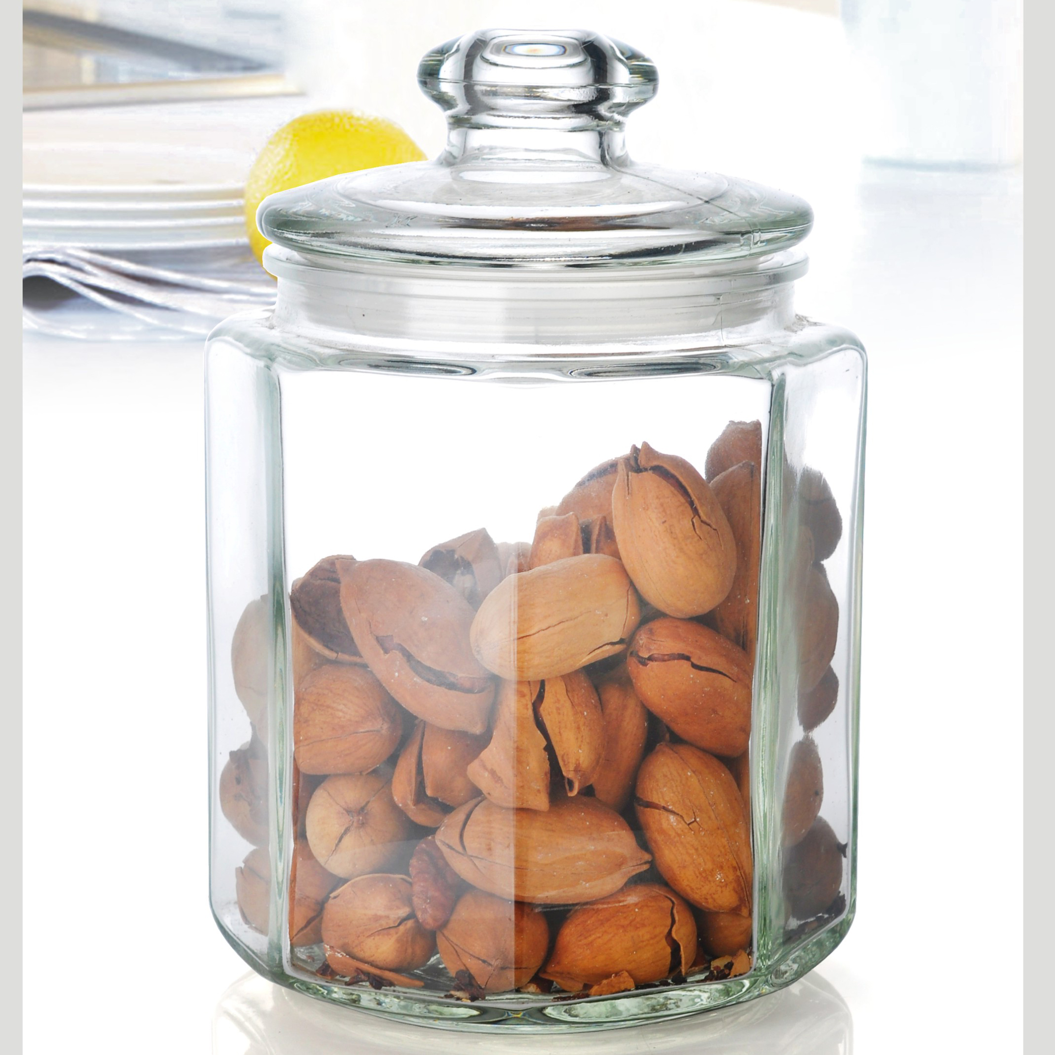 Hũ Thủy Tinh LỤC GIÁC Đựng Gia Vị 2000ML Nắp Ron Cao Su Đậy Kín Hũ Đựng Thực Phẩm Khô, Hủ Lọ Muối dưa cà